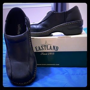 Eastland black all leather upper, slip-on